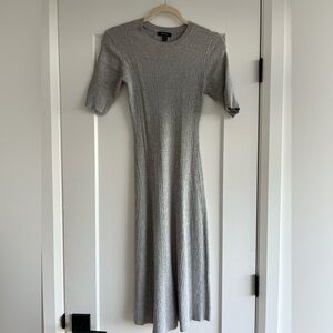 RW&CO Grey Ribbed Knit Midi Dress